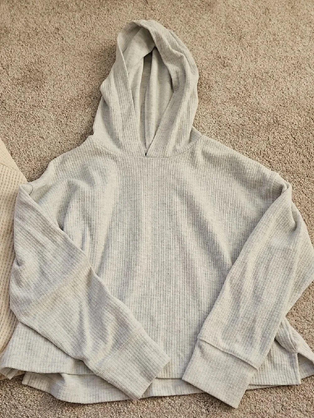 Old Navy Kids Cream Henley Sweater & Light Gray Hooded Top Set